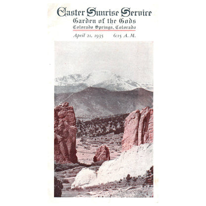 1935 Easter Sunrise Service Program Garden of the Gods Colorado Springs SE4