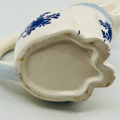 Vintage Porcelain Delft Blue & White Kitty Cat Creamer 5” TC2