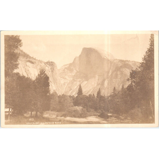 Half Dome, Merced River Yosemite Valley RPPC Original Postcard P2-7