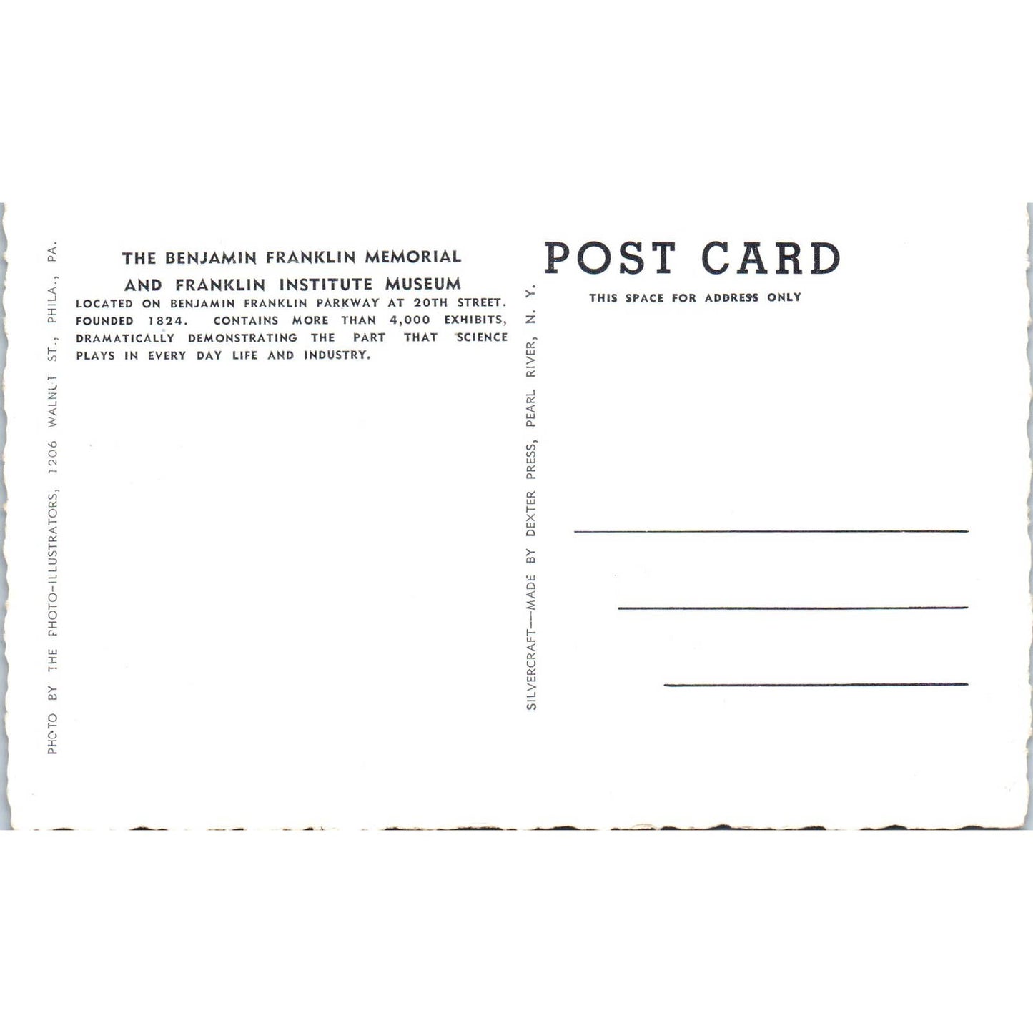 Vintage Postcard Benjamin Franklin Memorial & Institute Philadelphia PA TI1-1