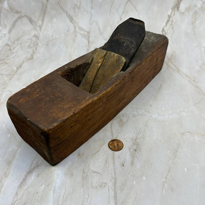 Primitive Handmade Wood Coffin Block Plane Carpenter Woodworking 11” TI7