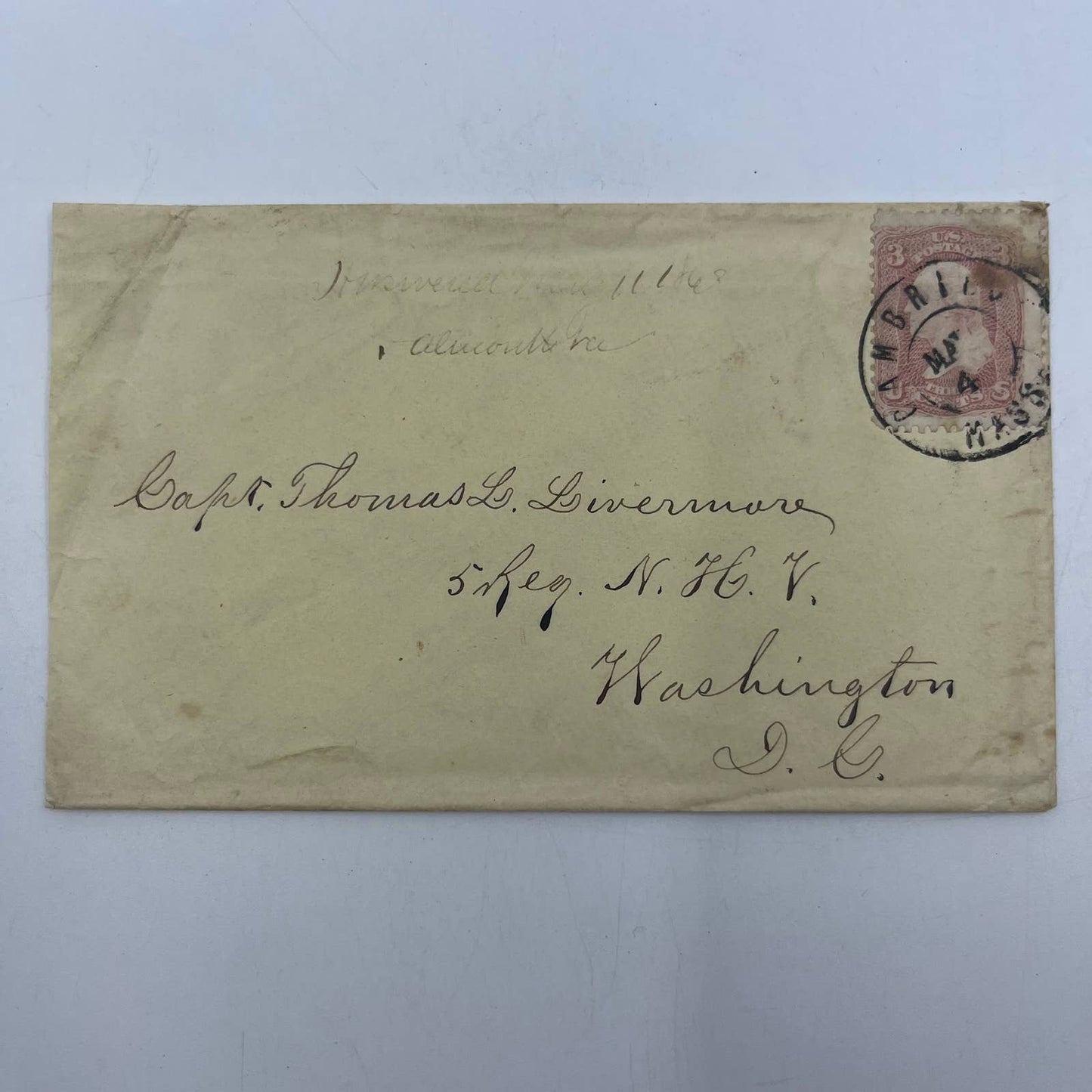 1863 Civil War Postal Cover Lt Thomas L Livermore 5th New Hampshire Infantry AC9