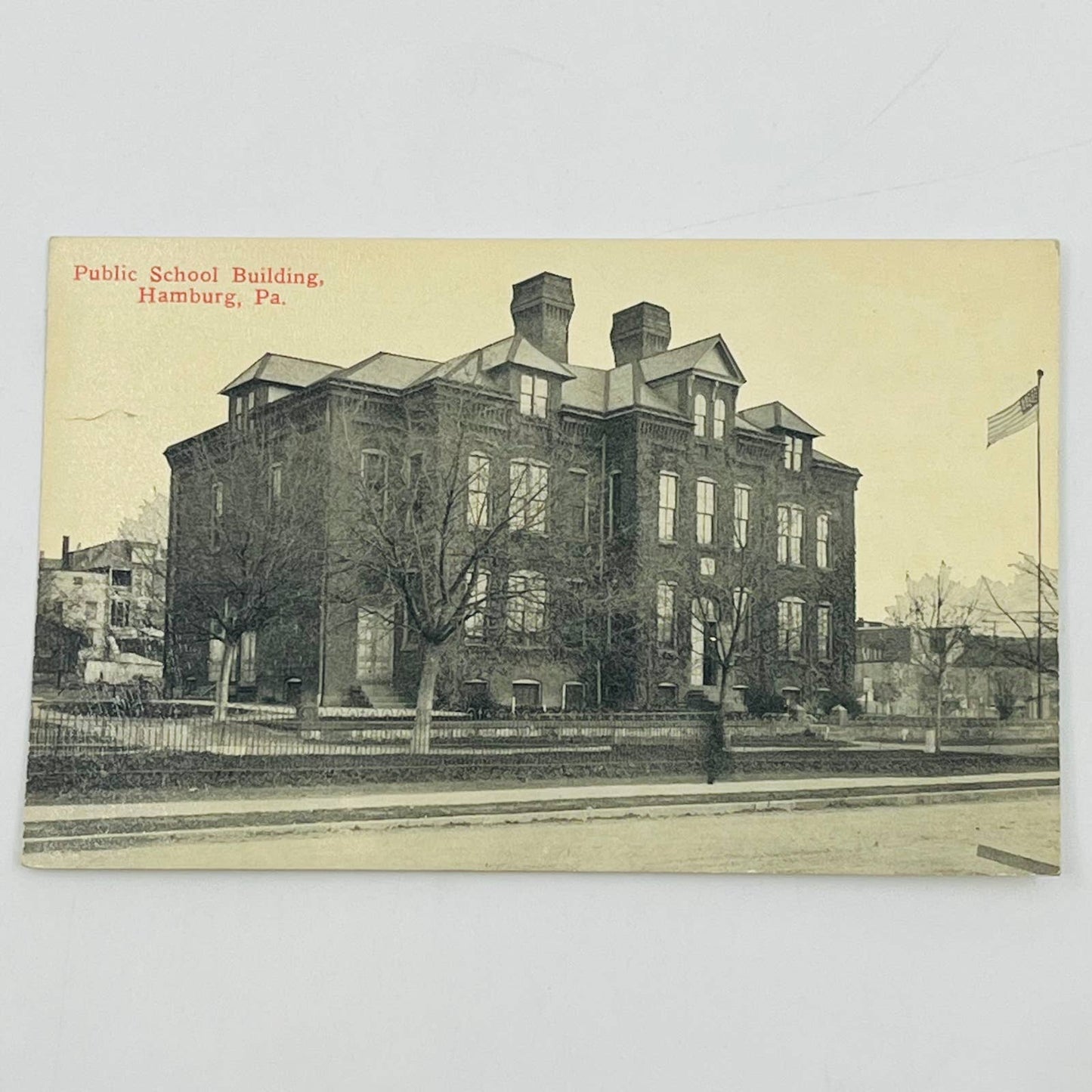 1910 Post Card Public School Building Hamburg Pennsylvania PA3