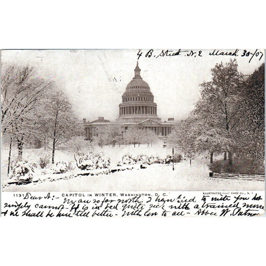 Capitol in the Winter 1907 Washington D.C. Original Postcard TK1-P2
