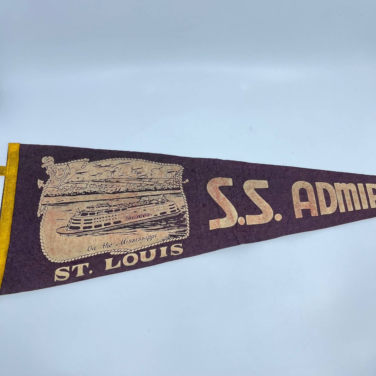 1940s St. Louis MO SS Admiral Missouri Souvenir Felt Pennant 25” TF5