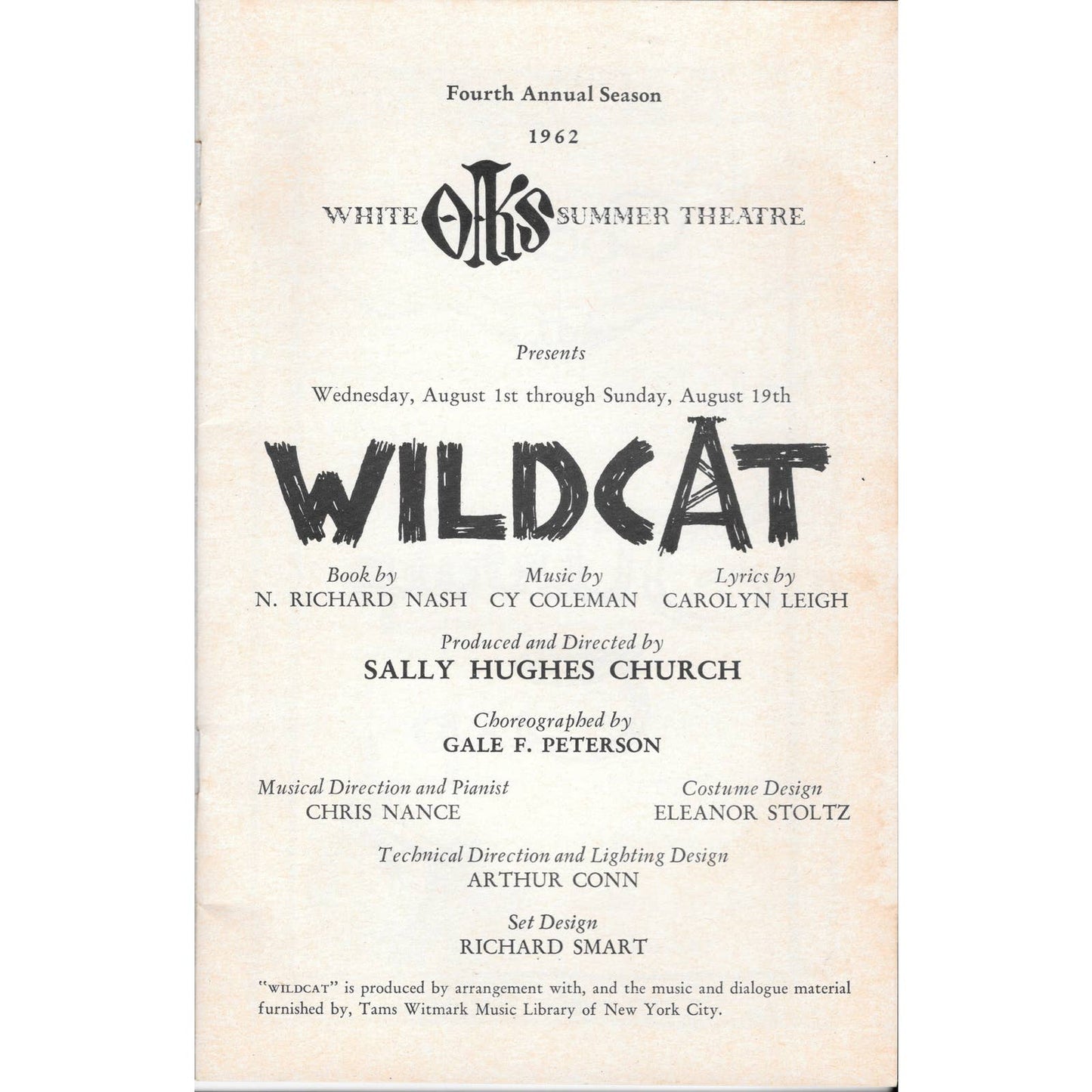 1962 WILDCAT - White Oaks Summer Theatre Program California TJ7