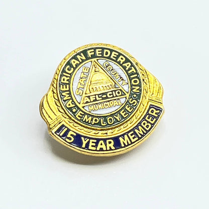 Vintage AFL-CIO Union 15 Year Member Pin Pinback Button SD8