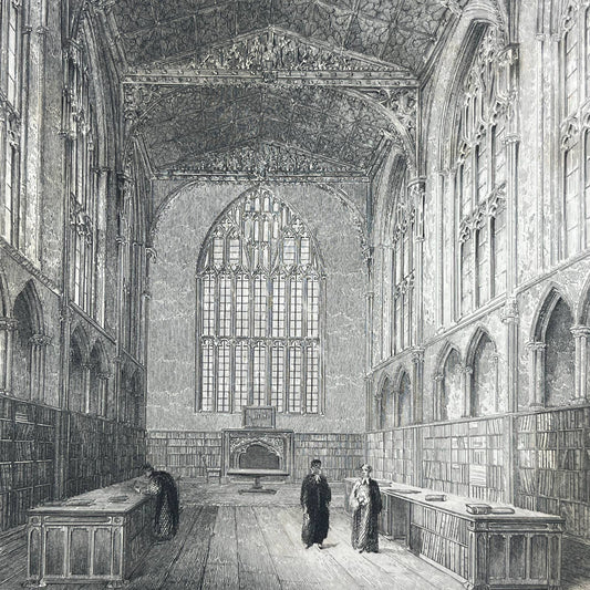 1836 Original Art Engraving Exeter Cathedral View of The Chapter Room AC4