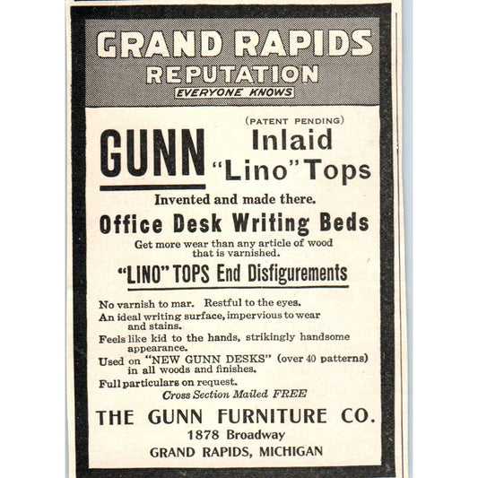Gunn Furniture Co Grand Rapids Michigan - 1921 Original Ad TJ7-S