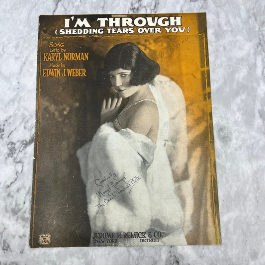 Vintage Sheet Music I'm Through Shedding Tears over you Norman Weber V38