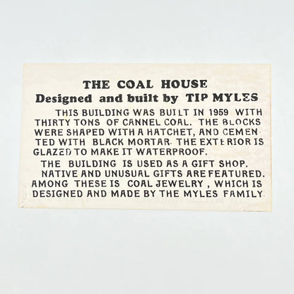 1959 Business Card - The Coal House White Sulphur Springs WV Tip Myles AB6