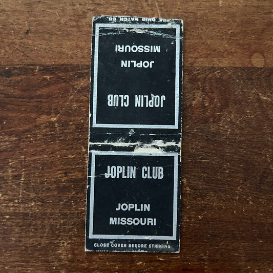 The Joplin Club Missouri Advertising Matchbook Cover MM11-6