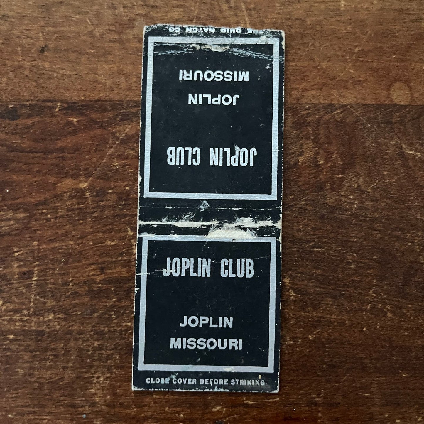 The Joplin Club Missouri Advertising Matchbook Cover SB3-M2