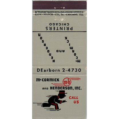 McCormick & Henderson Printers Chicago Advertising Matchbook Cover MM9-6