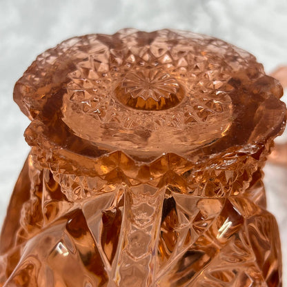 EAPG Imperial Pink Glass "Whirling Star" Sugar And Creamer, Saw Tooth TI6