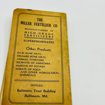 1936 Miller Fertilizer Pocket Notebook Baltimore, MD SC2