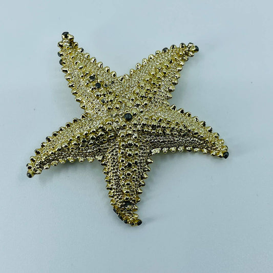 Vintage MCM Textured Star Fish Starfish Brooch Gold Tone SA6