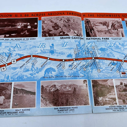 1961 Chicago to Los Angeles Interstate Route 66 Brochure & Map TH7