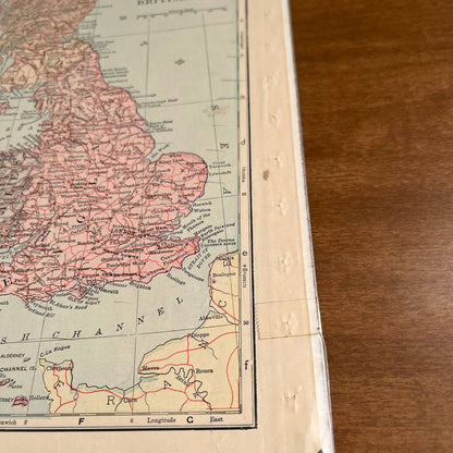 Antique 1903 Map of BRITISH ISLES Color 10 x 12” FL5