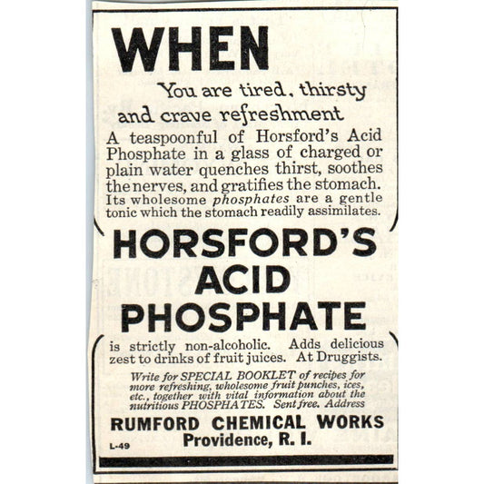c1920 Harper's Ad Horsford's Acid Phosphate Rumford Chemical Works EA3-4