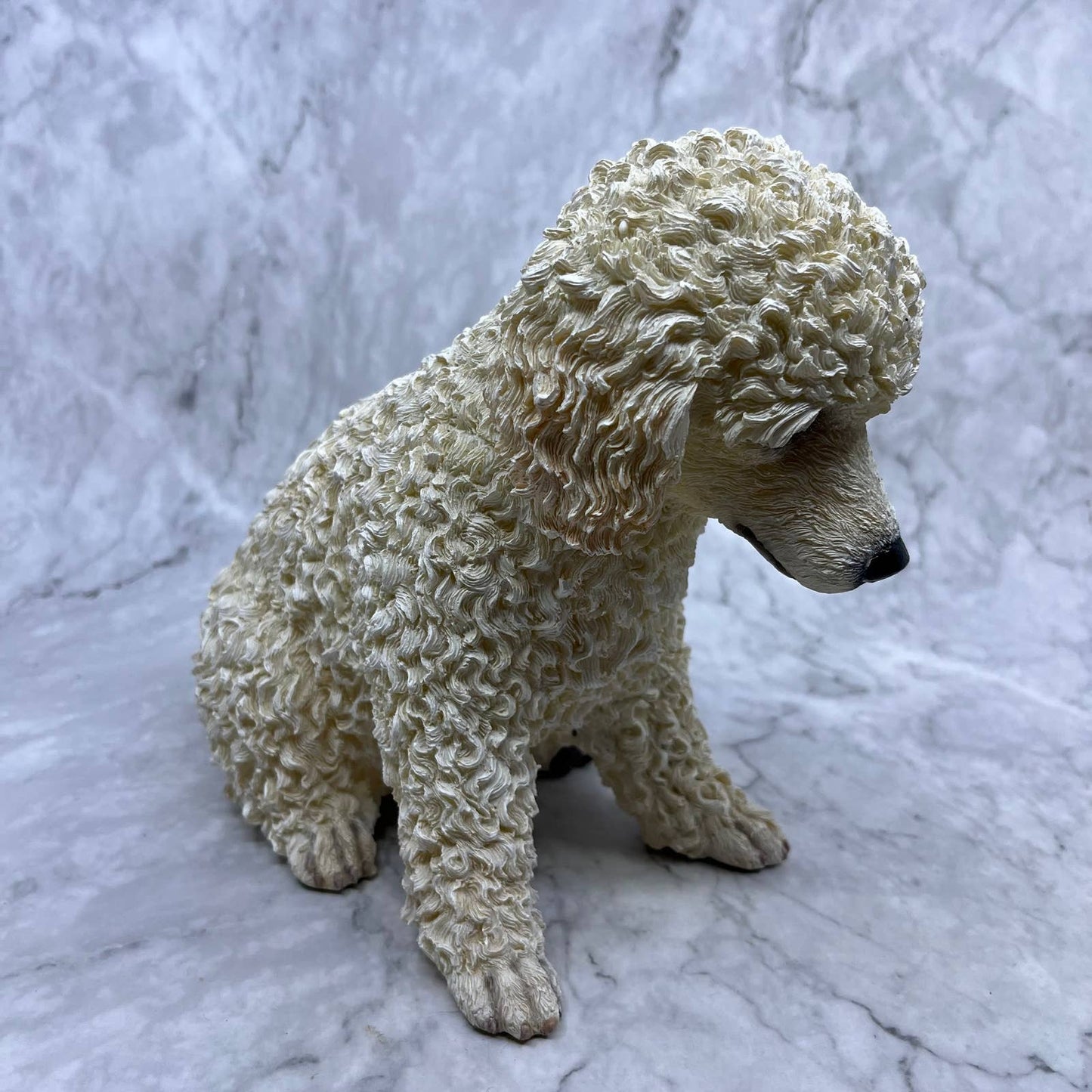Vintage Li'l Poodle Pup White Figurine Cast Resin by the Danbury Mint 7x8 TJ1