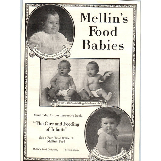 c1920 Harper's Magazine Ad - Mellin's Food Babies Boston Mass TD8-H1