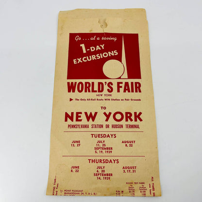 1939 New York World’s Fair Pennsylvania RR 1-Day Excursions Advertisement C13