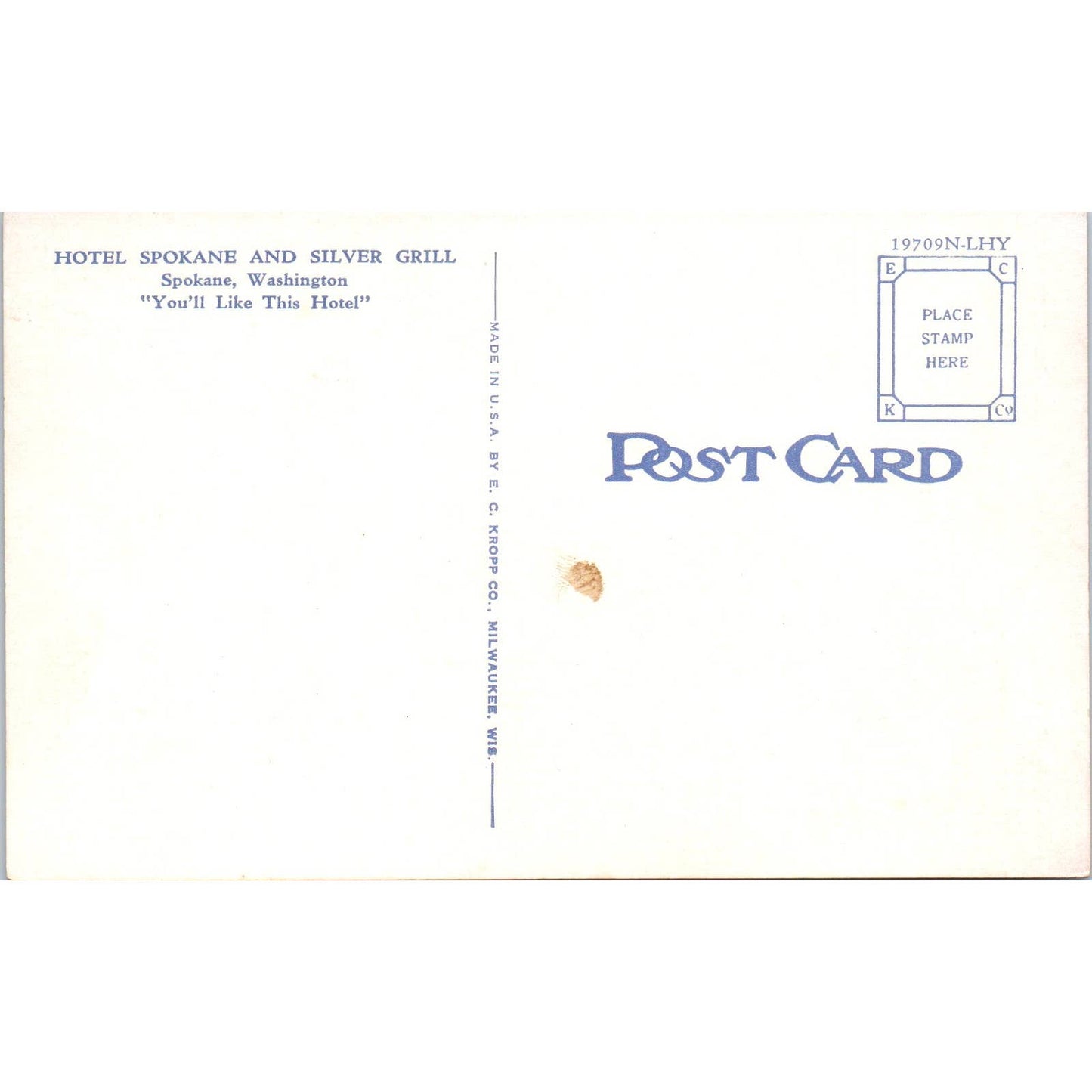 Vintage Postcard Lobby, Hotel Spokane, Spokane Washington TD9-W2