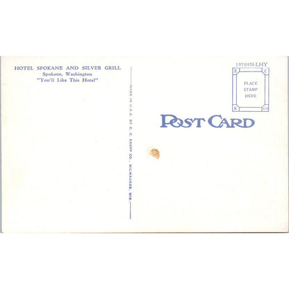 Vintage Postcard Lobby, Hotel Spokane, Spokane Washington TD9-W2