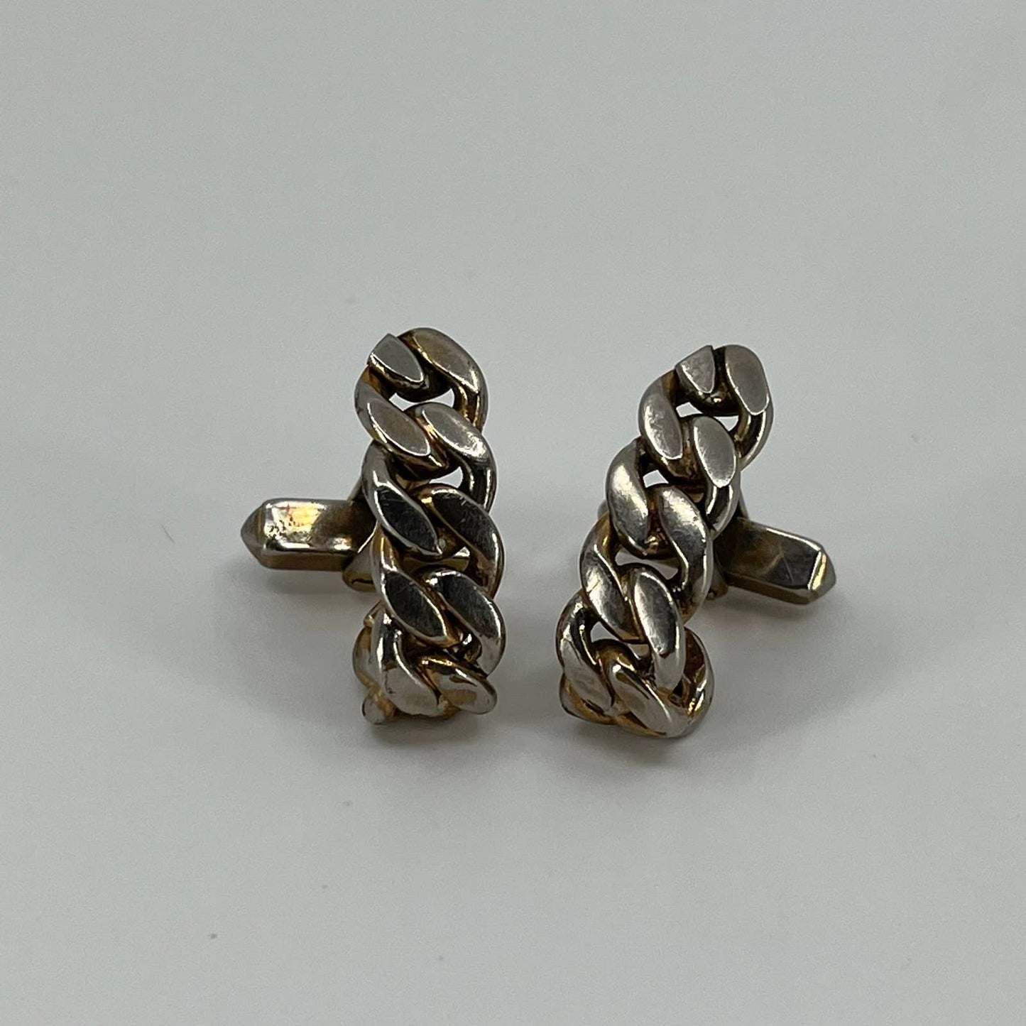 Vintage 1950s MCM MOD SWANK Cufflinks Curled Braid Metallic Tone SE1