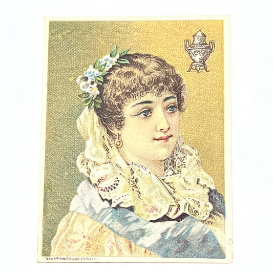 Original 1880s Victorian Lady Woman Trade Card Dilworth’s Coffee AB6