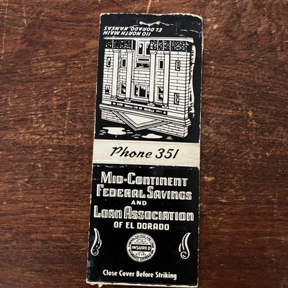 Mid-Continent Savings of El Dorado KS Advertising Matchbook Cover MM11-6