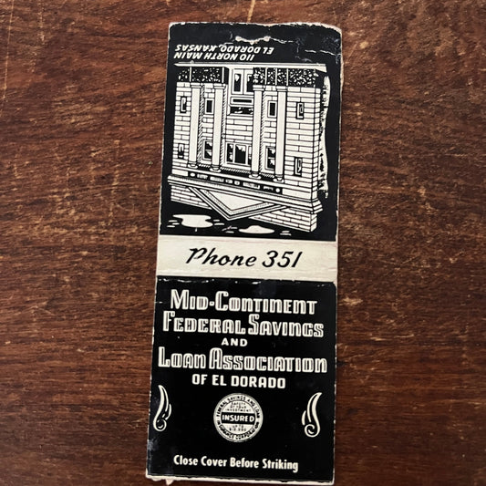 Mid-Continent Savings of El Dorado KS Advertising Matchbook Cover MM11-6