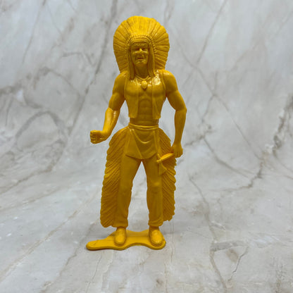Plastic Yellow Indian Chief Native American Toy Old Vintage 5.5” TC9-T1