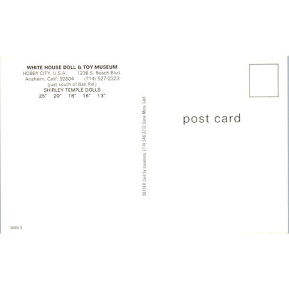 White House Doll & Toy Museum Anaheim Shirley Temple Dolls Original Postcard PB8