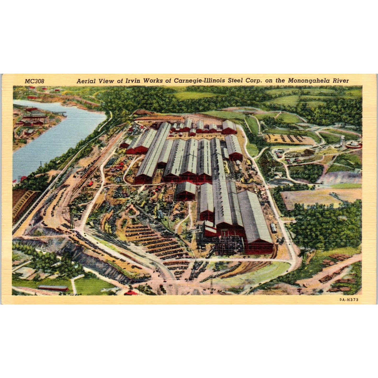 Vtg Postcard Irvin Works Carnegie-Illinois Steel Corp Monongahela River TD8-P2
