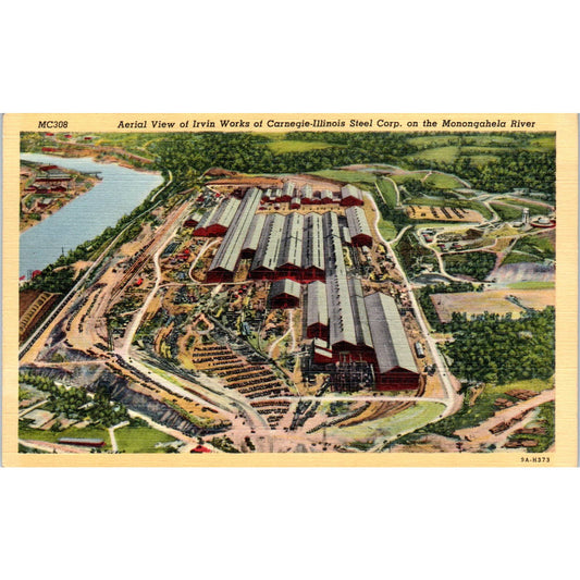 Vtg Postcard Irvin Works Carnegie-Illinois Steel Corp Monongahela River TD8-P2