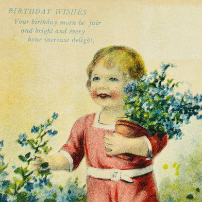 1910s Birthday Post Card WINSCH Back Young Victorian Boy With Forget Me Nots PA5