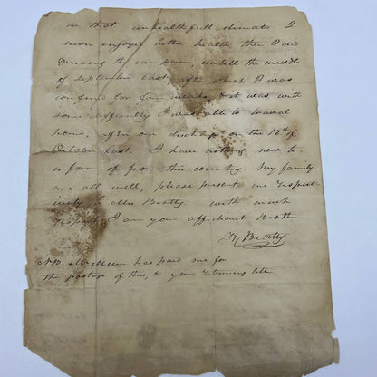 1814 Antique Handwritten Letter from "Beatty" Winchester VA AC9