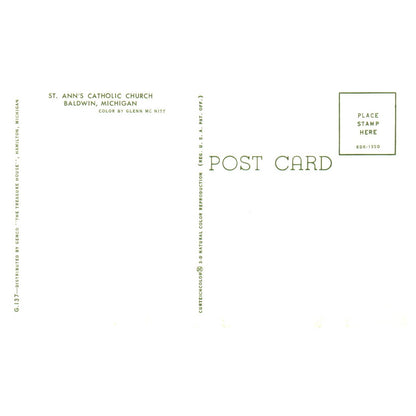 Vintage Postcard - St. Ann's Catholic Church Baldwin Michigan AD9