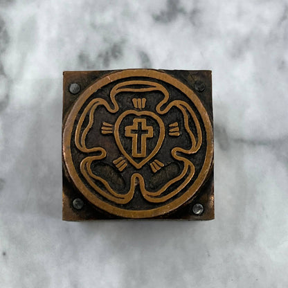 Vintage Letterpress Printers Block Plate Dr. Martin Luther College Emblem TJ512