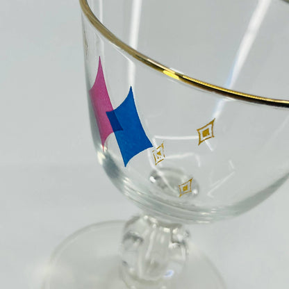 1950s Libbey Atomic Diamond Cordial Champagne Glass Pink/Blue TD9