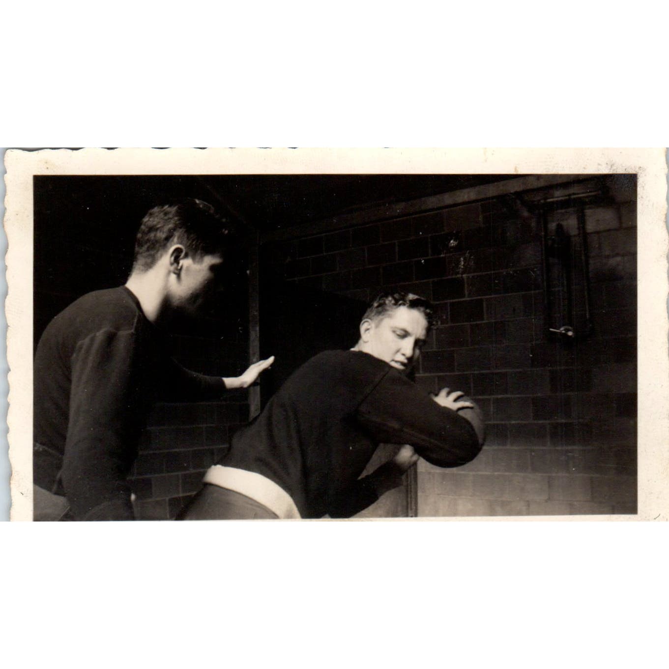 Original Early Photograph of Boys Playing Basketball 2.5x4.5 AD8-P13