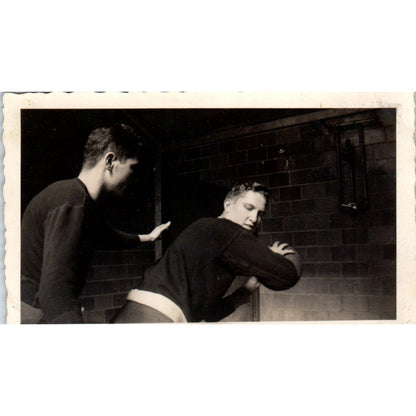 Original Early Photograph of Boys Playing Basketball 2.5x4.5 AD8-P13