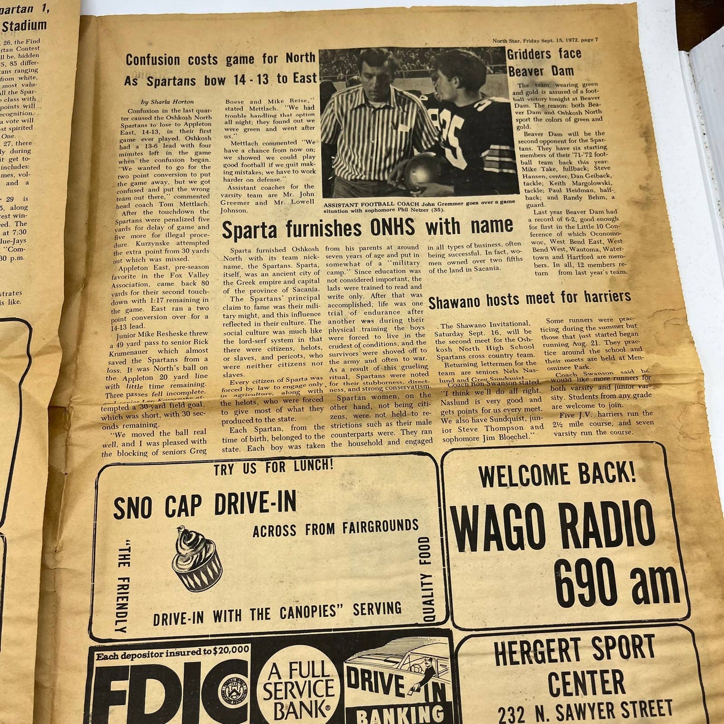 1972 Oshkosh North High School Northstar School Newspaper FIRST ISSUE TI6-17