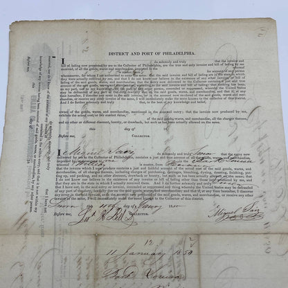 1850 Port of Philadelphia Bill of Lading from Havana Cuba for Cigars AC2