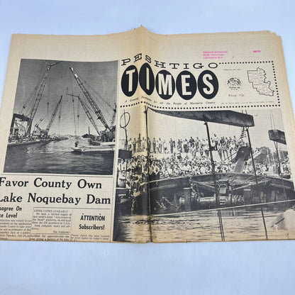 1969 July 30 Peshtigo Times Newspaper Lake Noquebay Dam Cover Marinette WI TF9