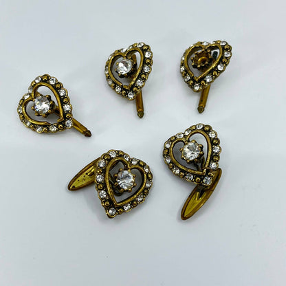 Vintage Lot of Woman’s Shirt Studs Cufflinks Heart Rhinestones SD2