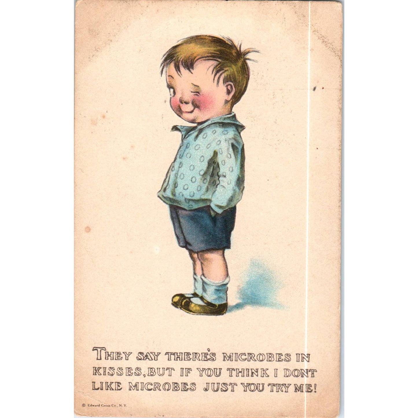 Little Boy "...There's Microbes in Kisses" Charles Twelvetrees Postcard TK1-P19