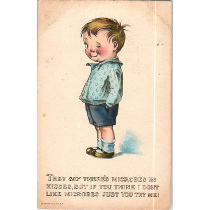 Little Boy "...There's Microbes in Kisses" Charles Twelvetrees Postcard TK1-P19
